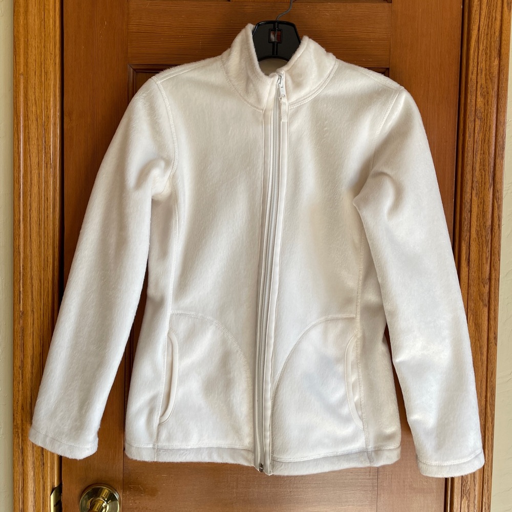 🩷NWOT Style & Co Off White Reversible Full Sleeve Fleece Jacket. size PP